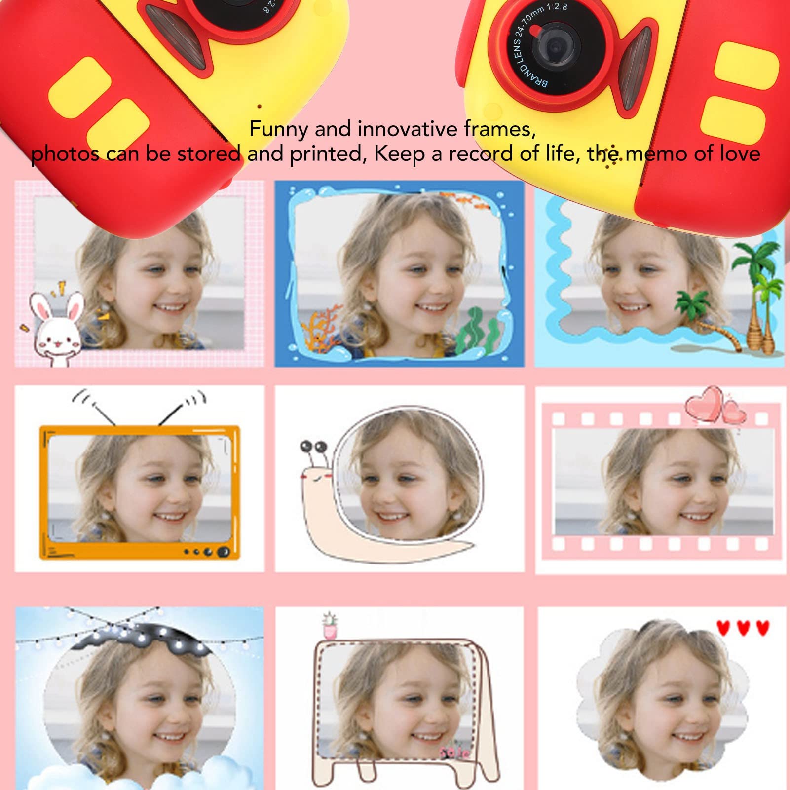 Camera istantanea, telecamera per bambini, stampa istantanea, USB Charge 10x Magnificazione LED LED Video Light Registrazione per bambini con penne, per la famiglia dei