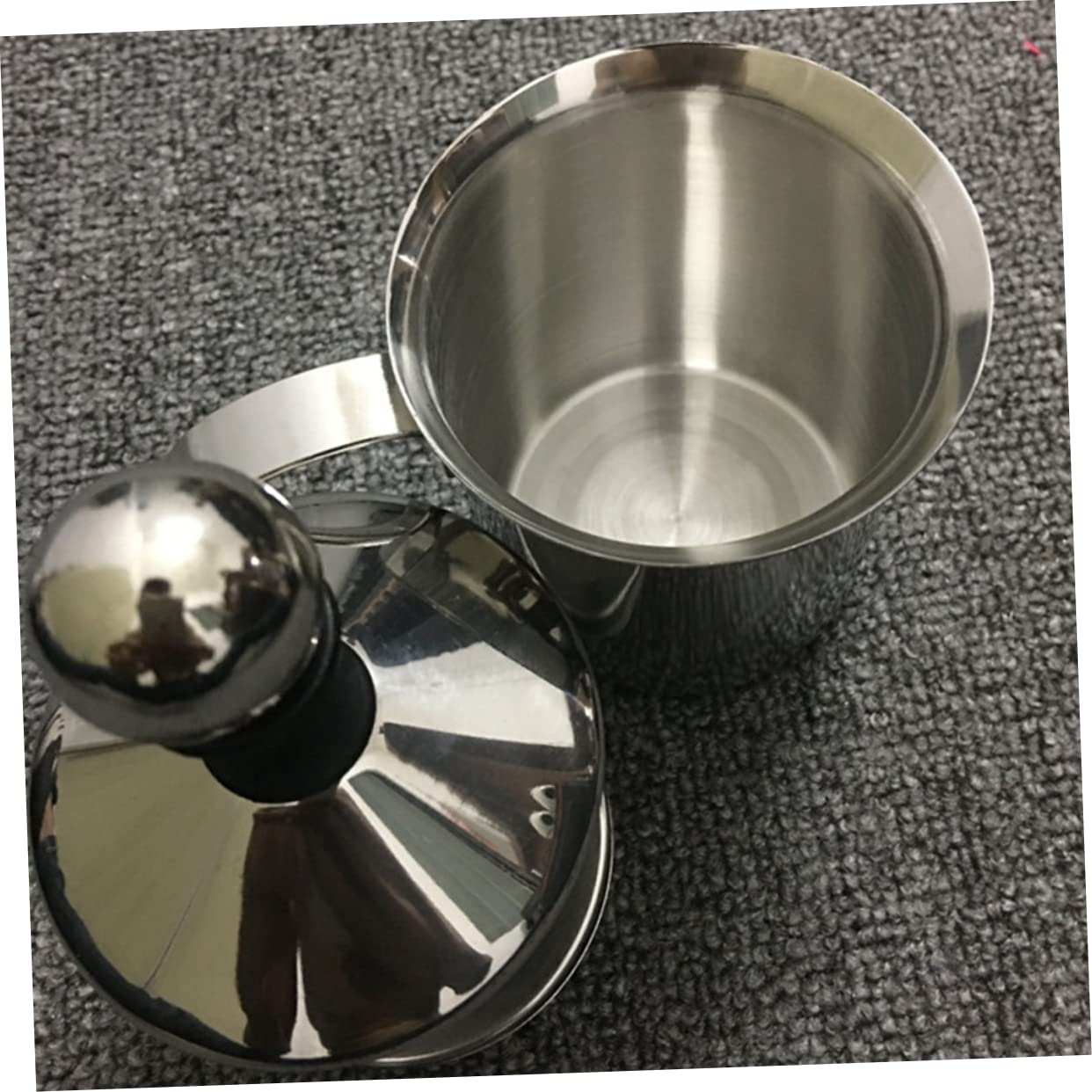 Montalatte Manuale in Acciaio Inox 800ml, Schiumatore Doppia Rete