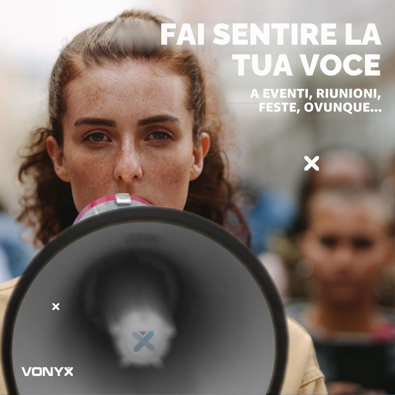 Vexus MEG050 Megafono con Funzione di Registrazione e Sirena (50 Watt, Raggio 1 KN, Microfono A Batterie)