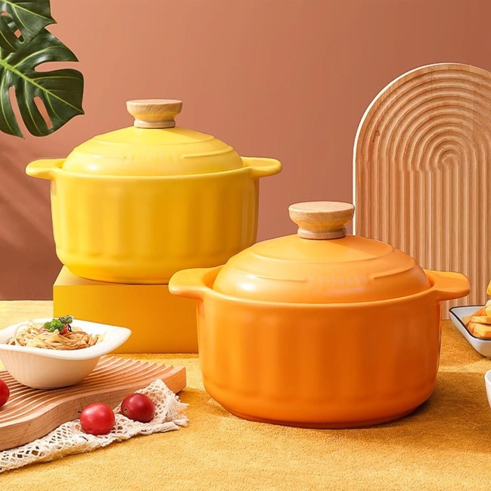 Odporny Na Wysokie Temperatury Gliniany Garnek Do Gotowania, Do Kuchenek Gazowych, Wielofunkcyjne Przybory Kuchenne(Beige,4.5L)