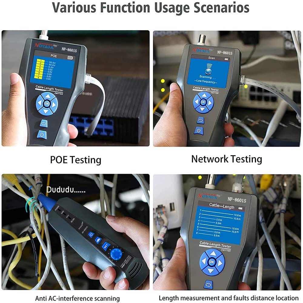 NF-8601W Cable Tester with PoE Ping Functions for Network, BNC Coaxial, and Telephone Cables