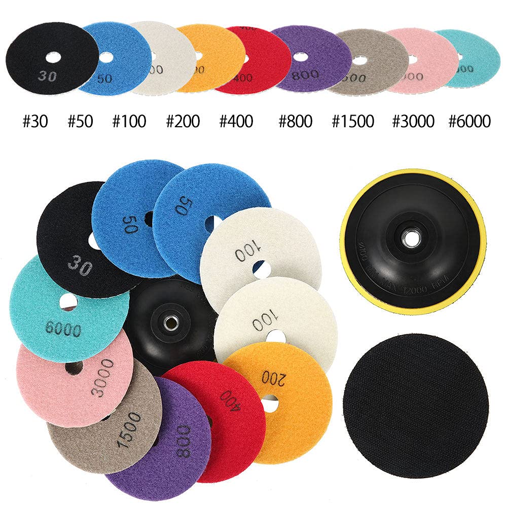 12 pz/set 4 '/100mm Utensili Abrasivi Wet Dry Diamante Tamponi Per Lucidatura Abrasivo Disco Smerigliatrice Per Granito Pietra Calcestruzzo Lucidatrice di Marmo, A