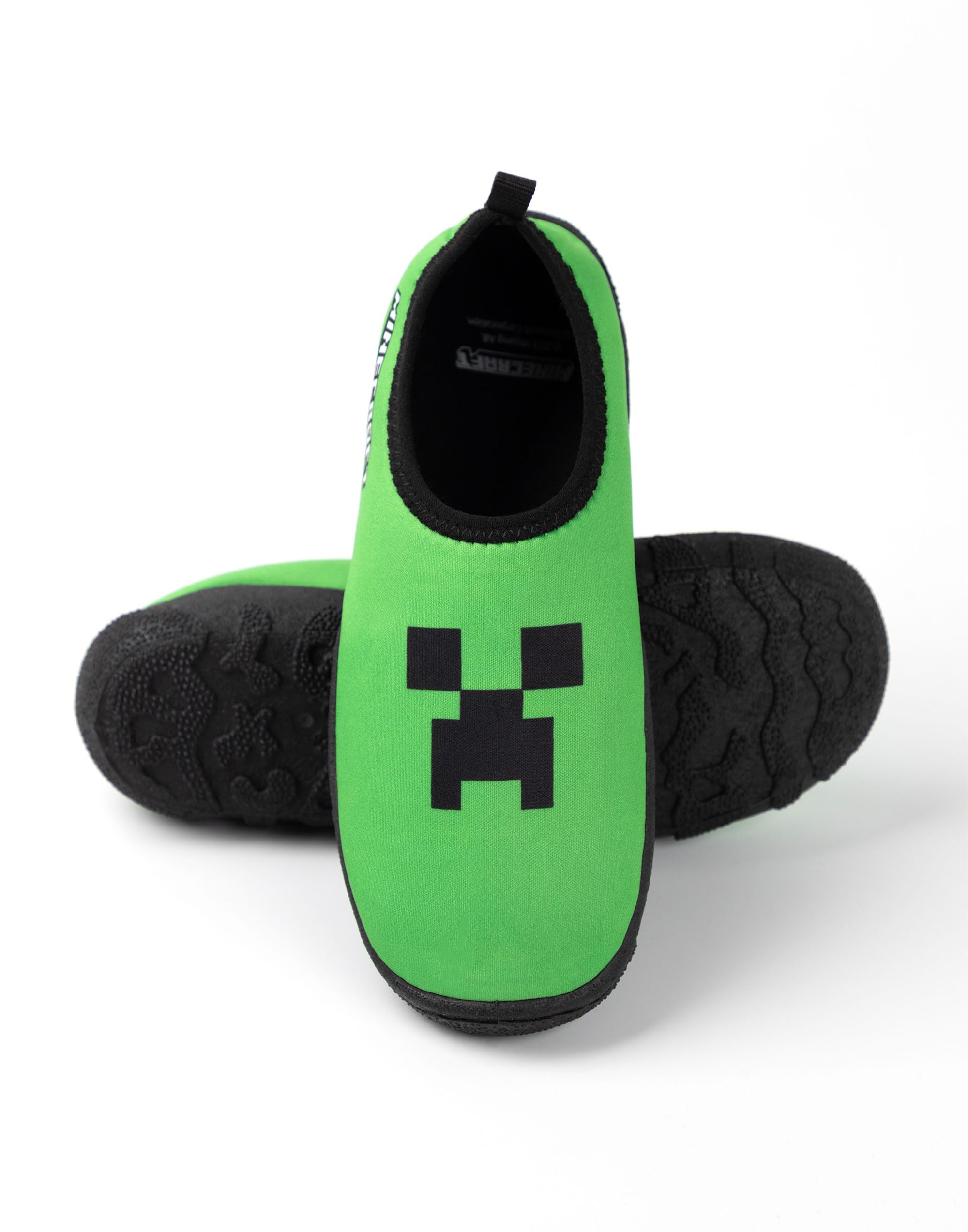 Minecraft Zapatos acuáticos Creeper en Verde | Calzado de baño sin Cordones para niño | Zapatos de Playa Ligeros para niños | Zapatos acuáticos con temática