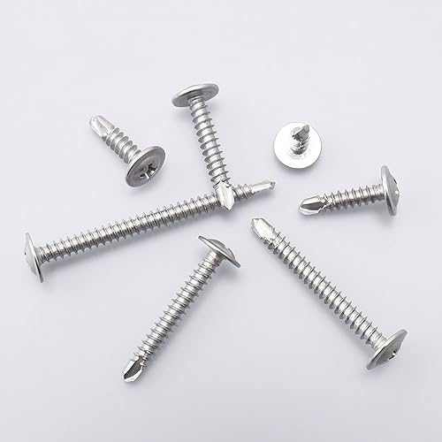 Miniatura 8 de JEGONFRI Tornillos autorroscantes de acero inoxidable 410 #8 x 12 pulgada para metal, plástico y madera, cabeza de armadura modificada Philips,