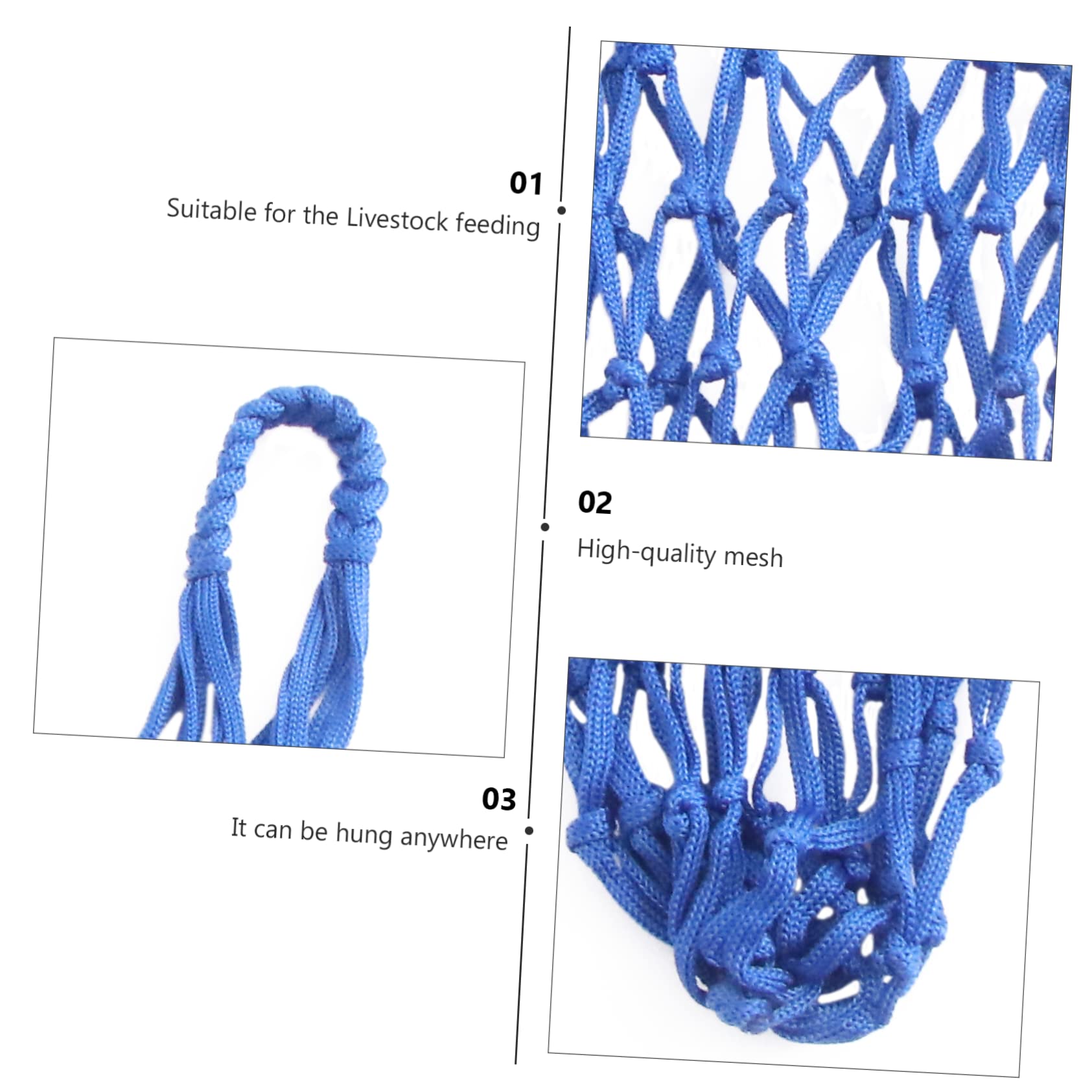 Happyyami Livestock Feeding Mesh Bag 21.26 Inch Durable Nylon Hay Feeder with Braided Rope for Horses Goats Poultry Farm Feeding - Image 2