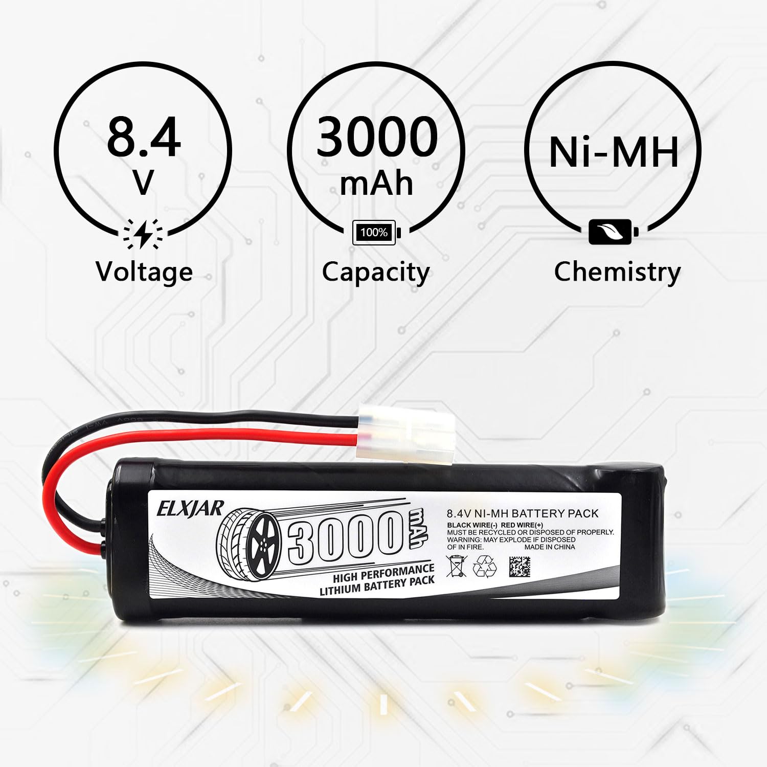 トイガン elemai48Vfan &2 battery Amazon.com: (2-Pack) 8.4V 3000mAh Ni-MH Battery Replacement for