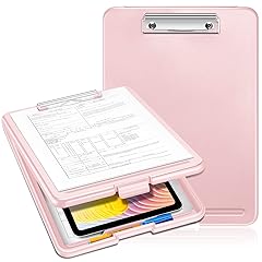 SITHON Nursing Clipboard with Storage, Heavy Duty Portable Writing Clipboard with Compartment Organizer for Nurse Doctor Medical Professionals Teachers Students Sales Coach School Office (Pink)