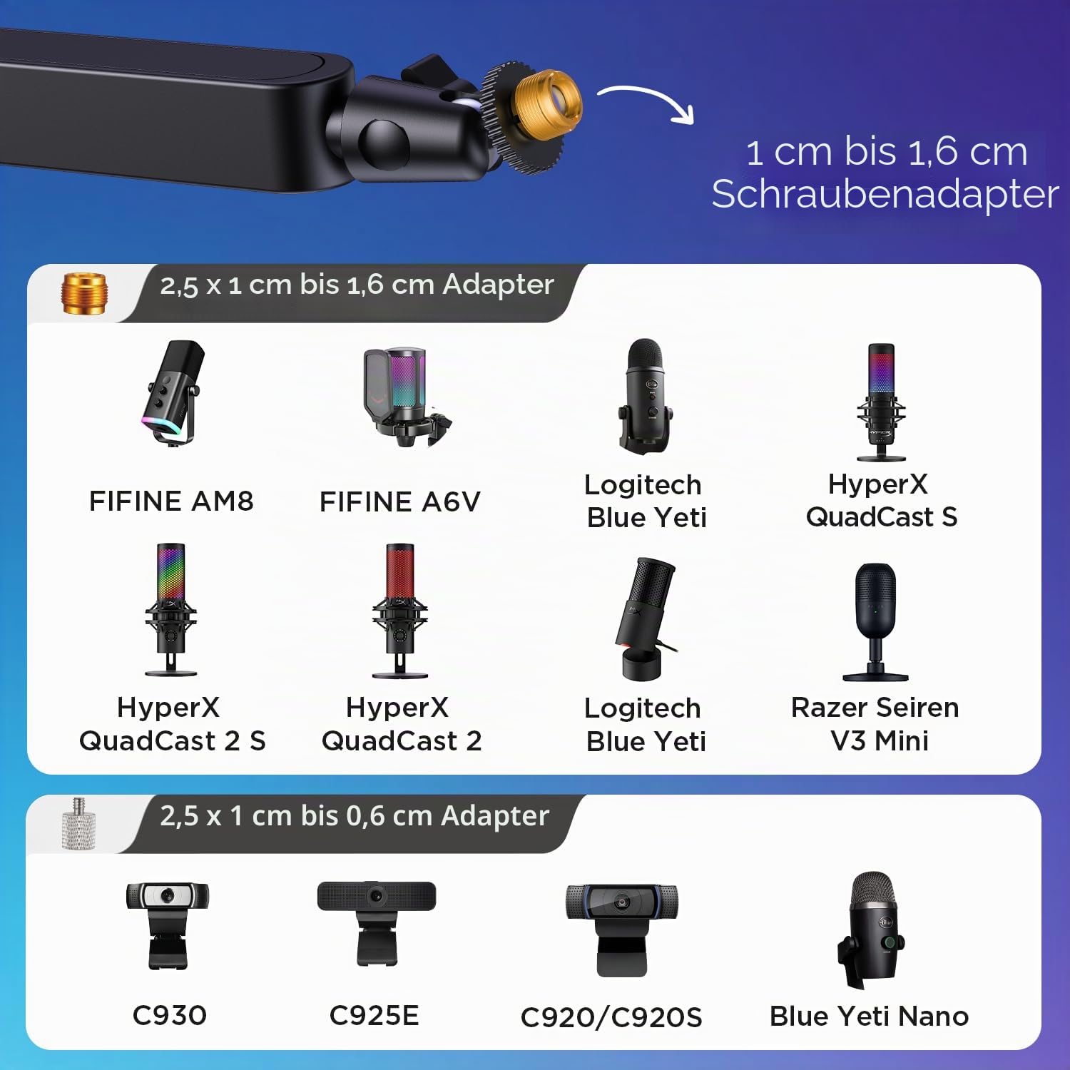 InnoGear Mikrofonständer mit niedrigem Profil, Mikrofonständer, Schreibtischhalterung, Schwarz | Für Fifine AM8 K669B Elgato Blue Yeti Shure SM58 SM7B, 1,5 kg Gewichtskapazität, vibrationsbeständig, einstellbarer Winkel