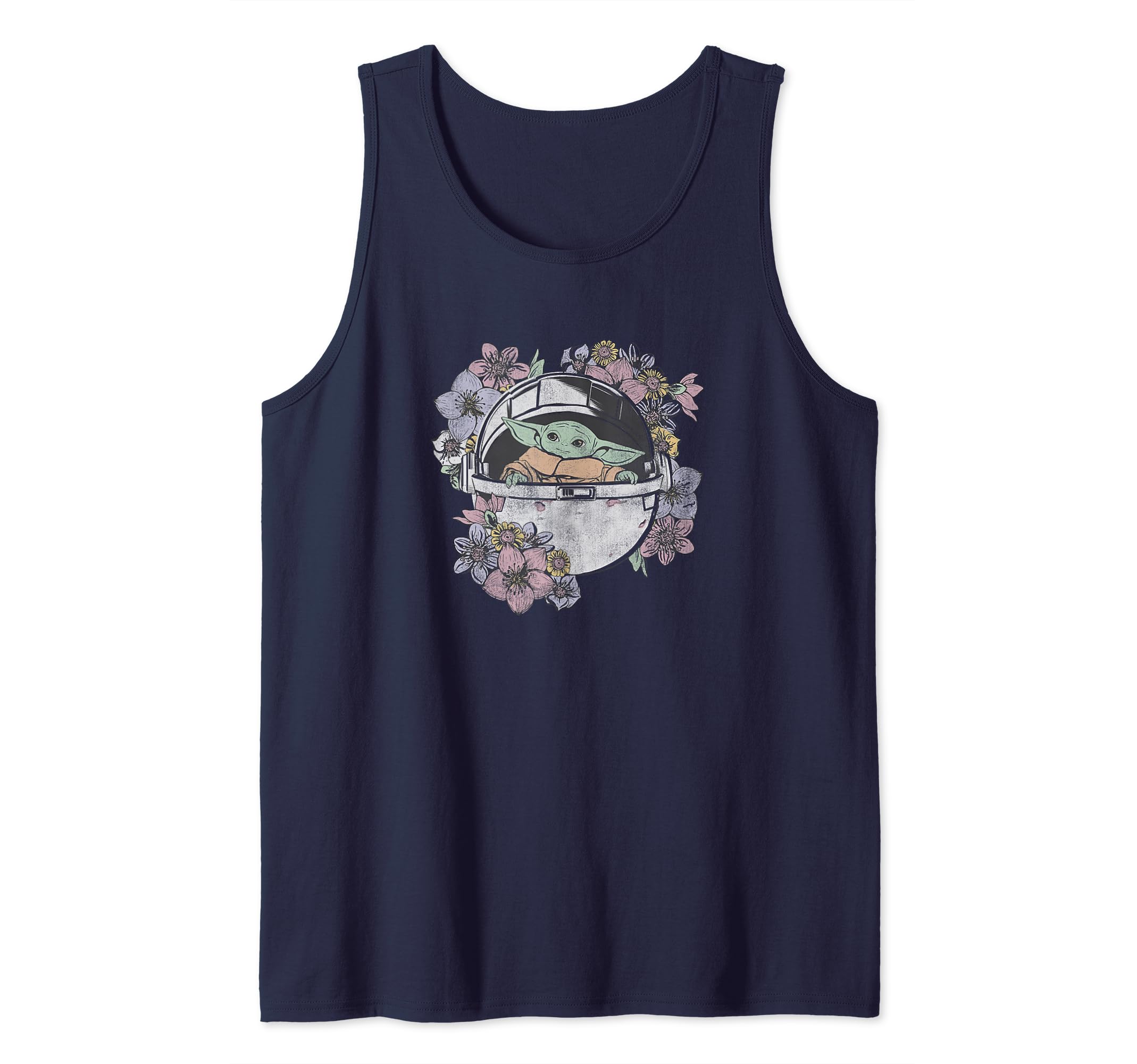 Star Wars Grogu Floral Carrier Tank Top, Black