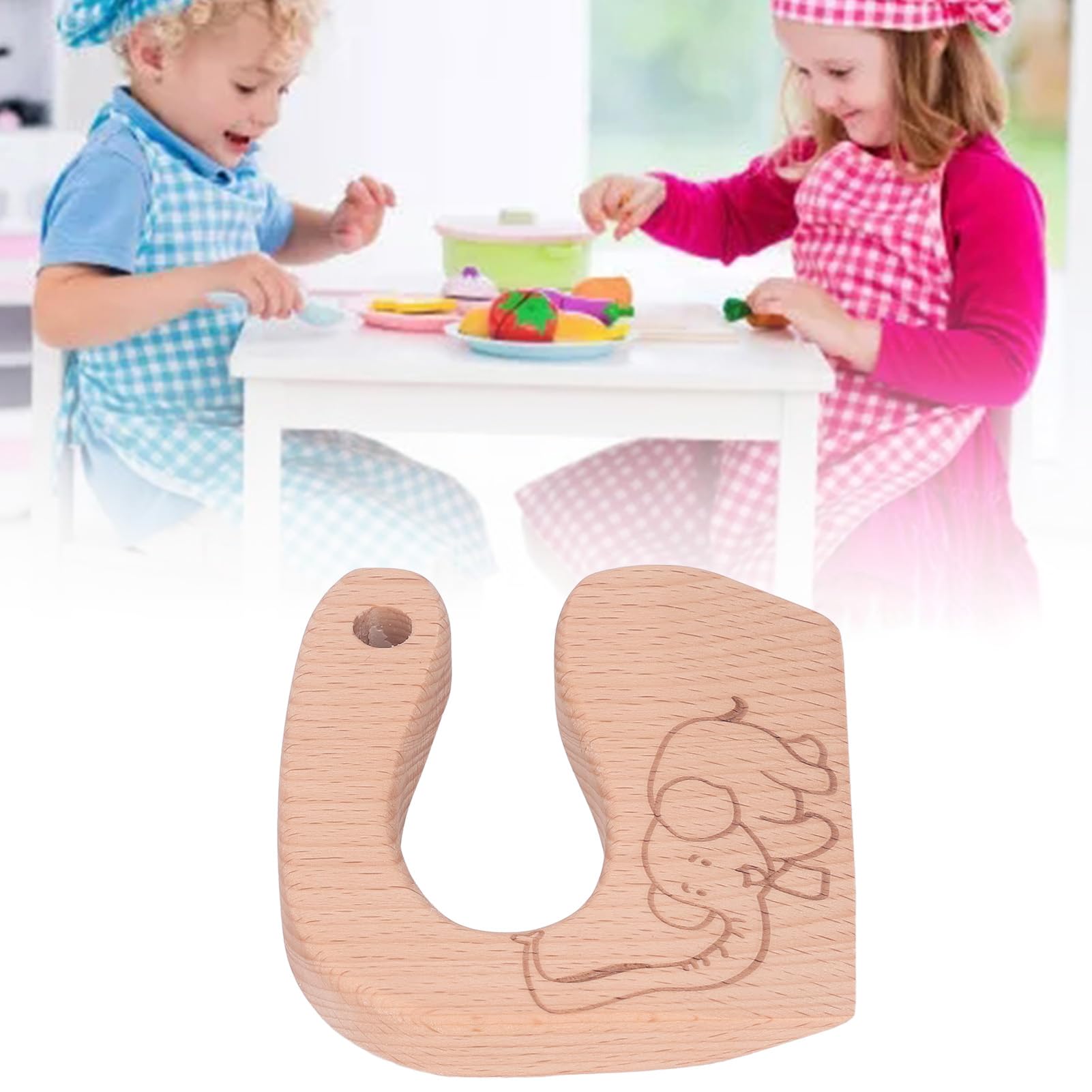 Qcwwy Tritatutto da cucina per bambini, coltello in legno per bambini, design ergonomico ecologico, motivo animale, dimensioni compatte per 2-8 anni, educazione precoce