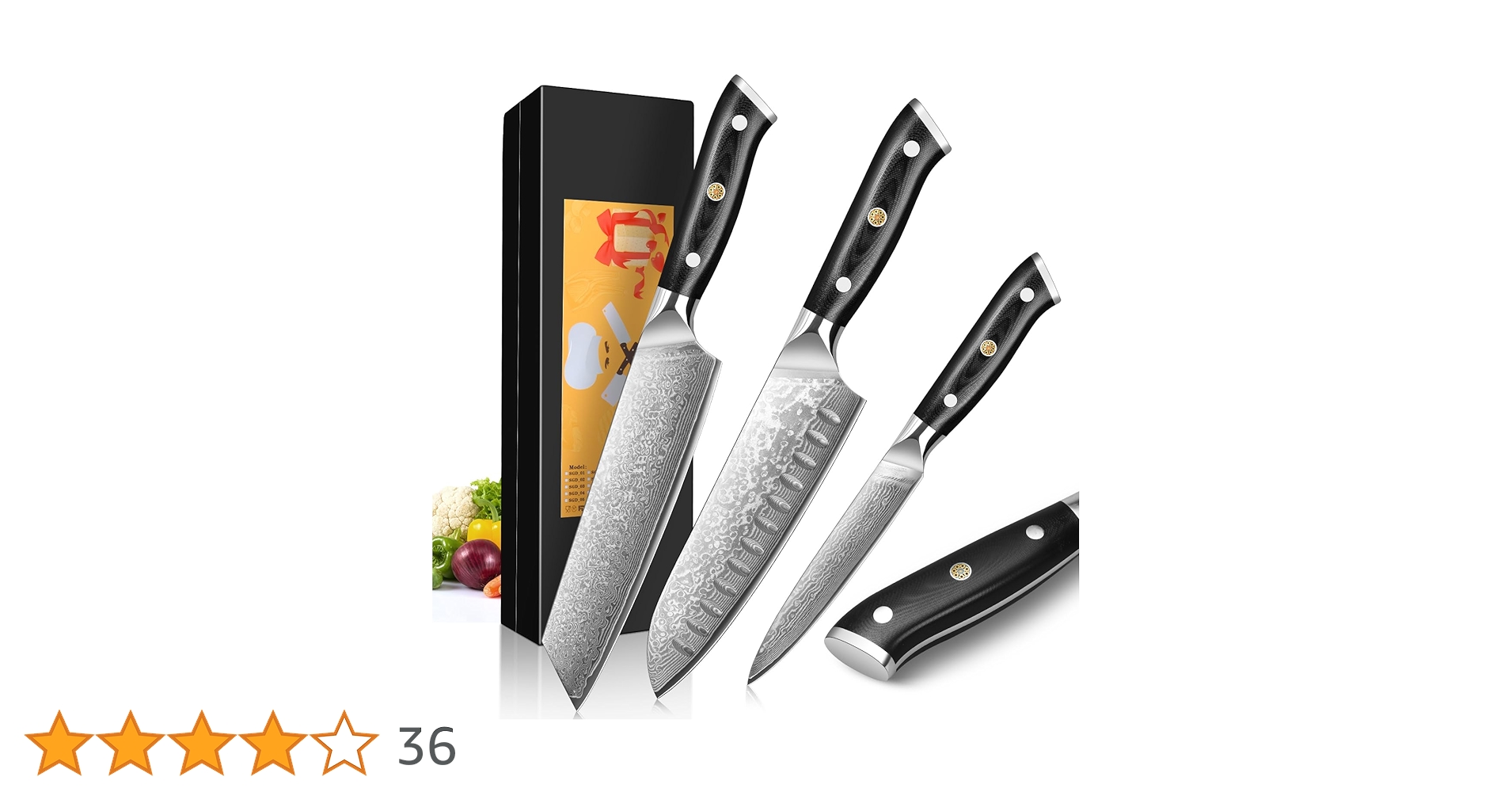 ダマスカス鋼 包丁セット 3本 Amazon | KyushuBlade 包丁3本セット【三徳+牛刀+ペティナイフ】プロ用