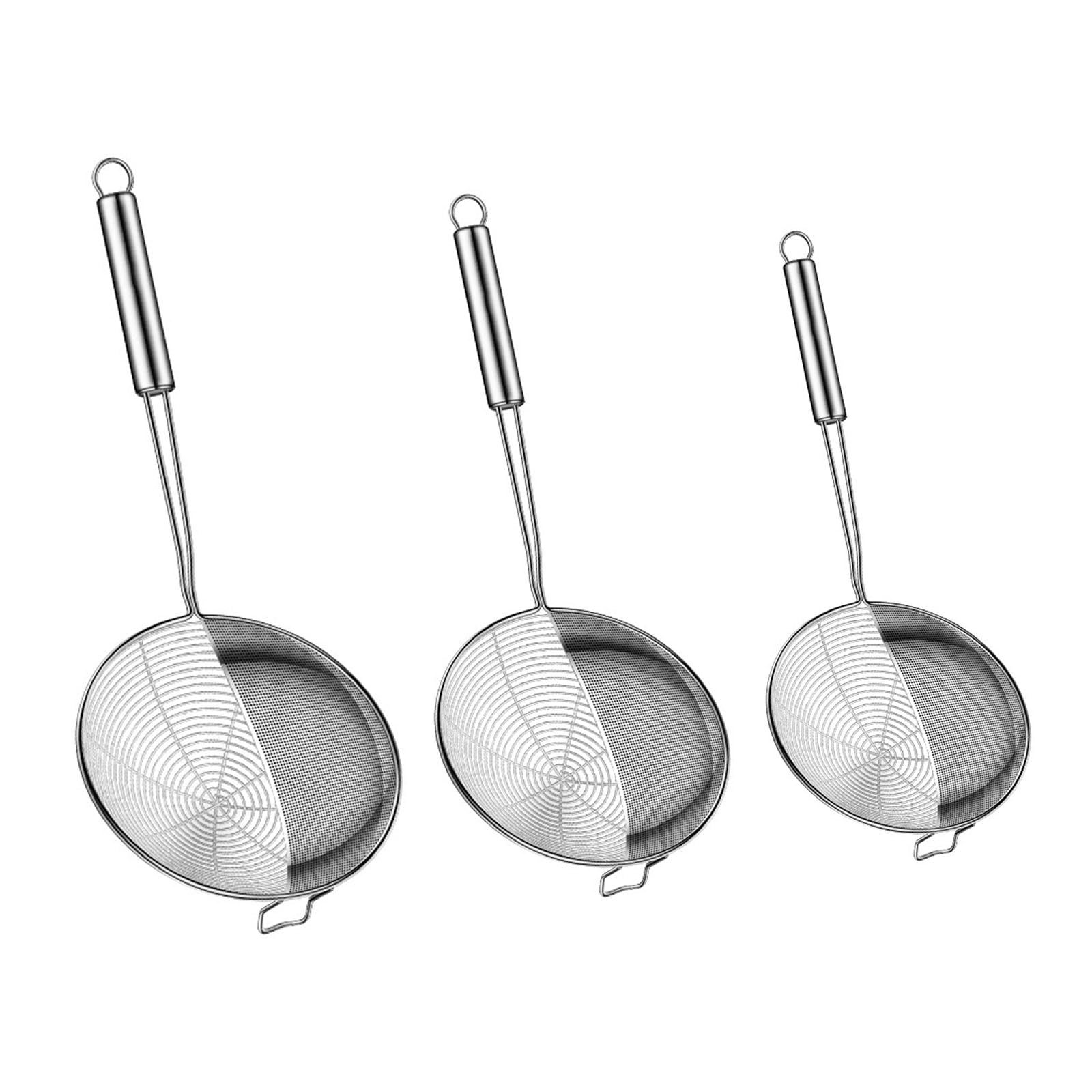 Schiumarola In Acciaio Inox IUSOT Con Filtro Fine - Cucchiaio Forato Per Friggere, Setaccio Con Manico Lungo Antiscottatura, Adatta A Induzione - 2