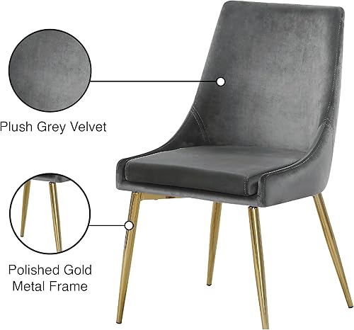 Miniatura 7 de Meridian Furniture Karina Collection Modern - Silla de comedor contemporánea tapizada de terciopelo con patas de metal resistentes. Gris,Negro