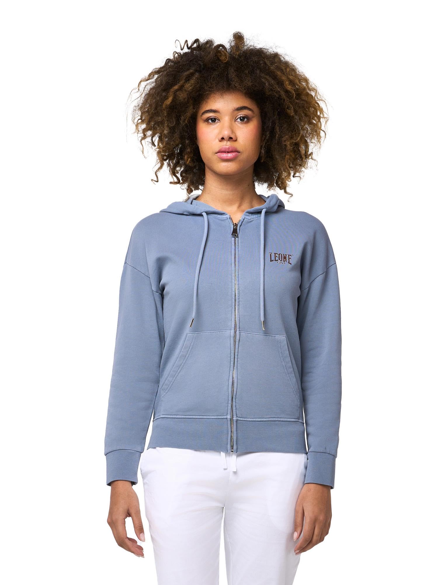 Felpa da Donna con Cappuccio e Zip Leone Blue