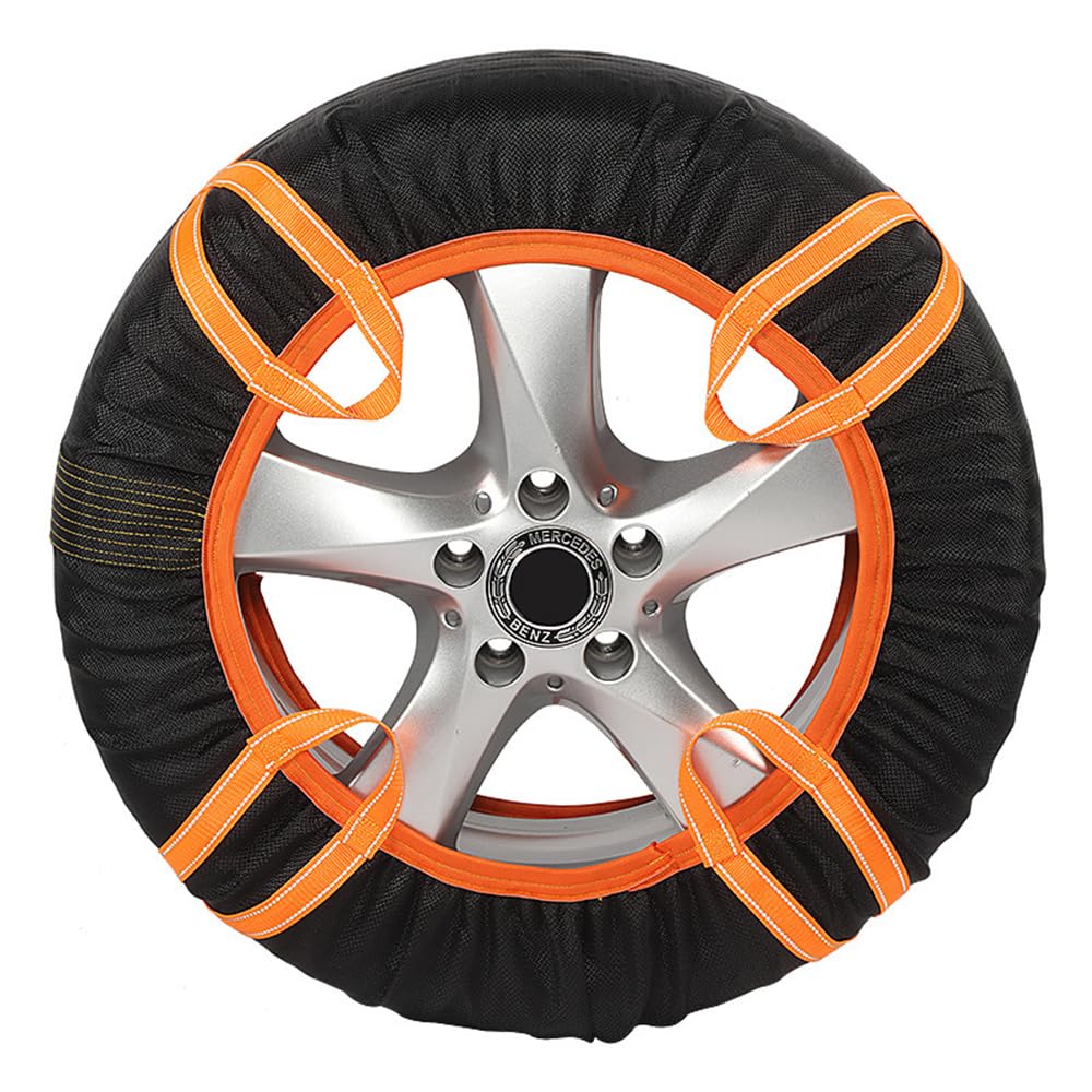 Chaussettes Neige Voiture pour Fiat Panda/Panda Cross (141 169 319 1980-2025 2026), Installation Facile & Rapide, Dispositif Antidérapant Efficace sur Neige et Verglas,4PCS