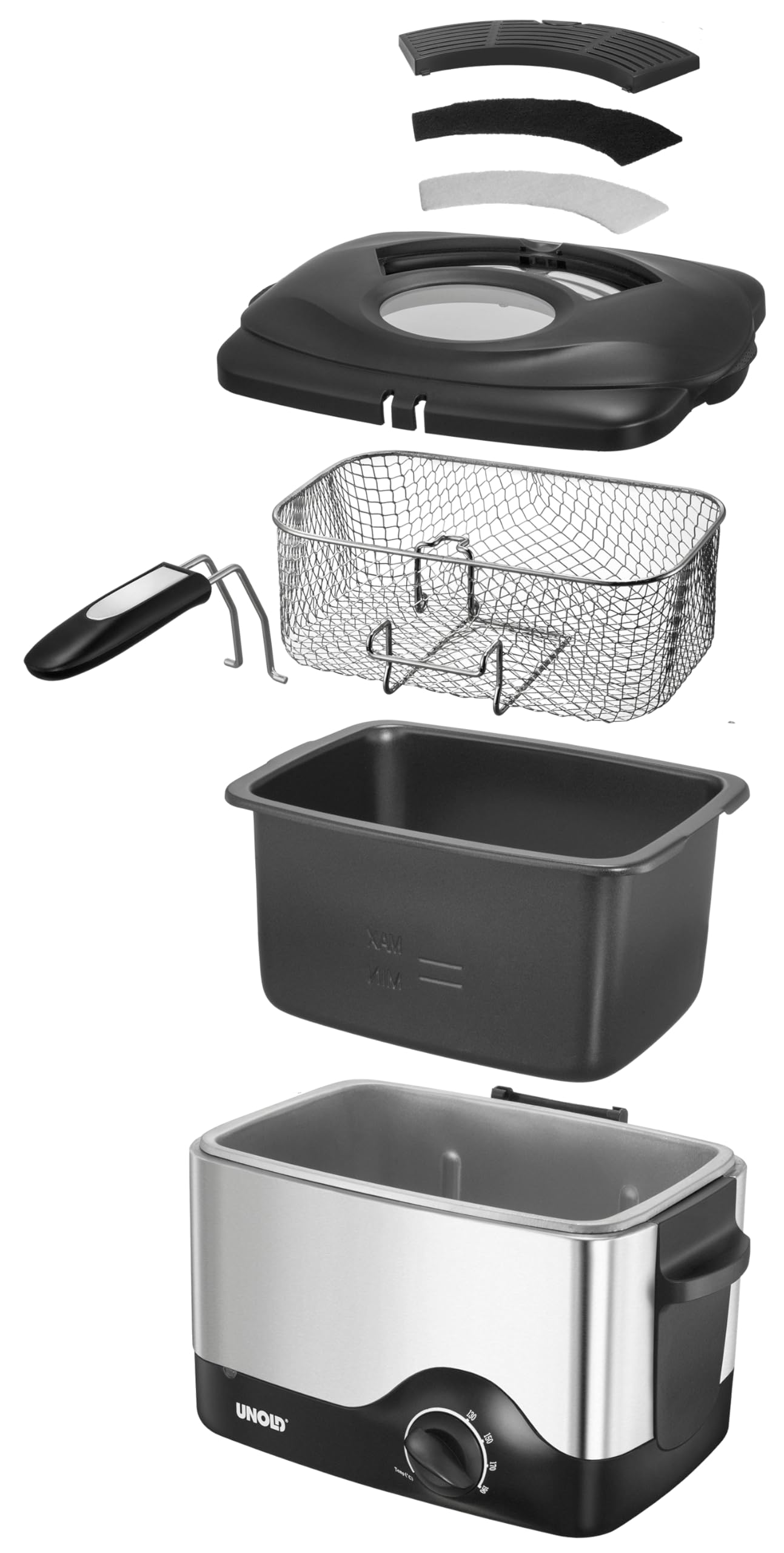 UNOLD 58615 FREIDORA SENCILLO NEGRO, ACERO INOXIDABLE
