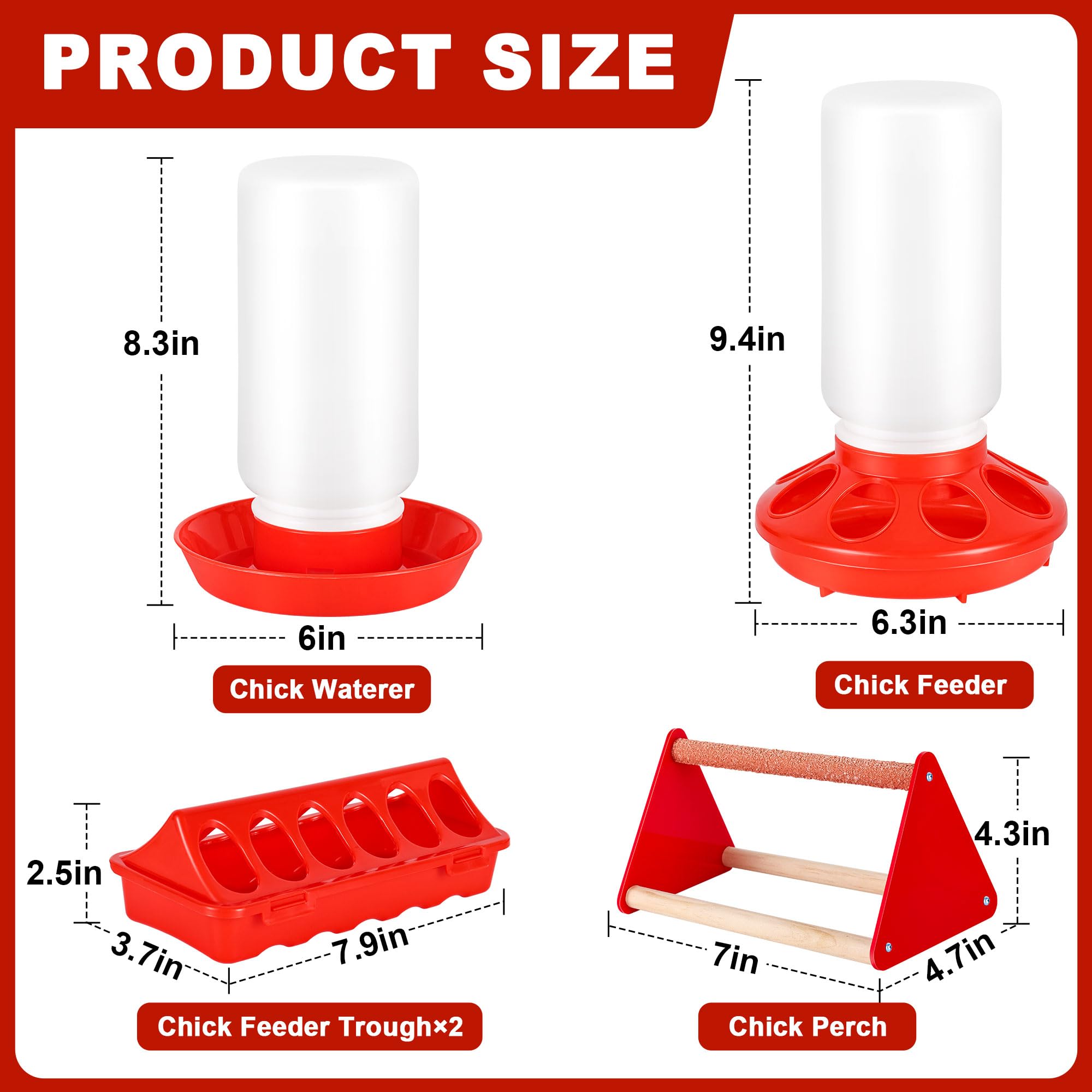 POMINEL Kit mangiatoia e abbeveratoio per pulcini, in plastica, con mangiatoia e abbeveratoio per pulcini