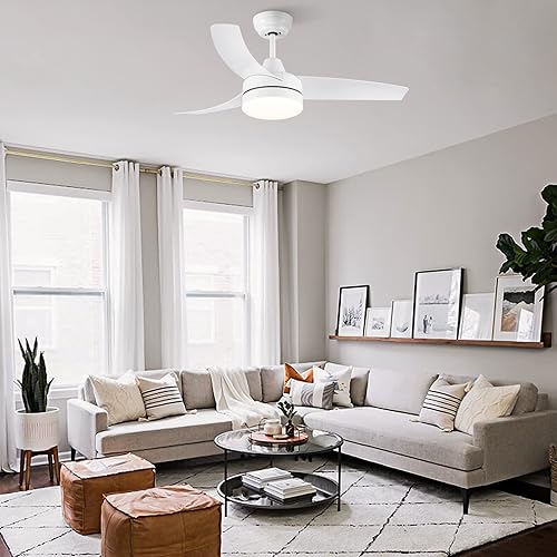 Miniatura 8 de Wellspeed Ventiladores de techo con luces ventilador de techo blanco con control remoto de luz ventilador de techo moderno de 42 pulgadas con luz