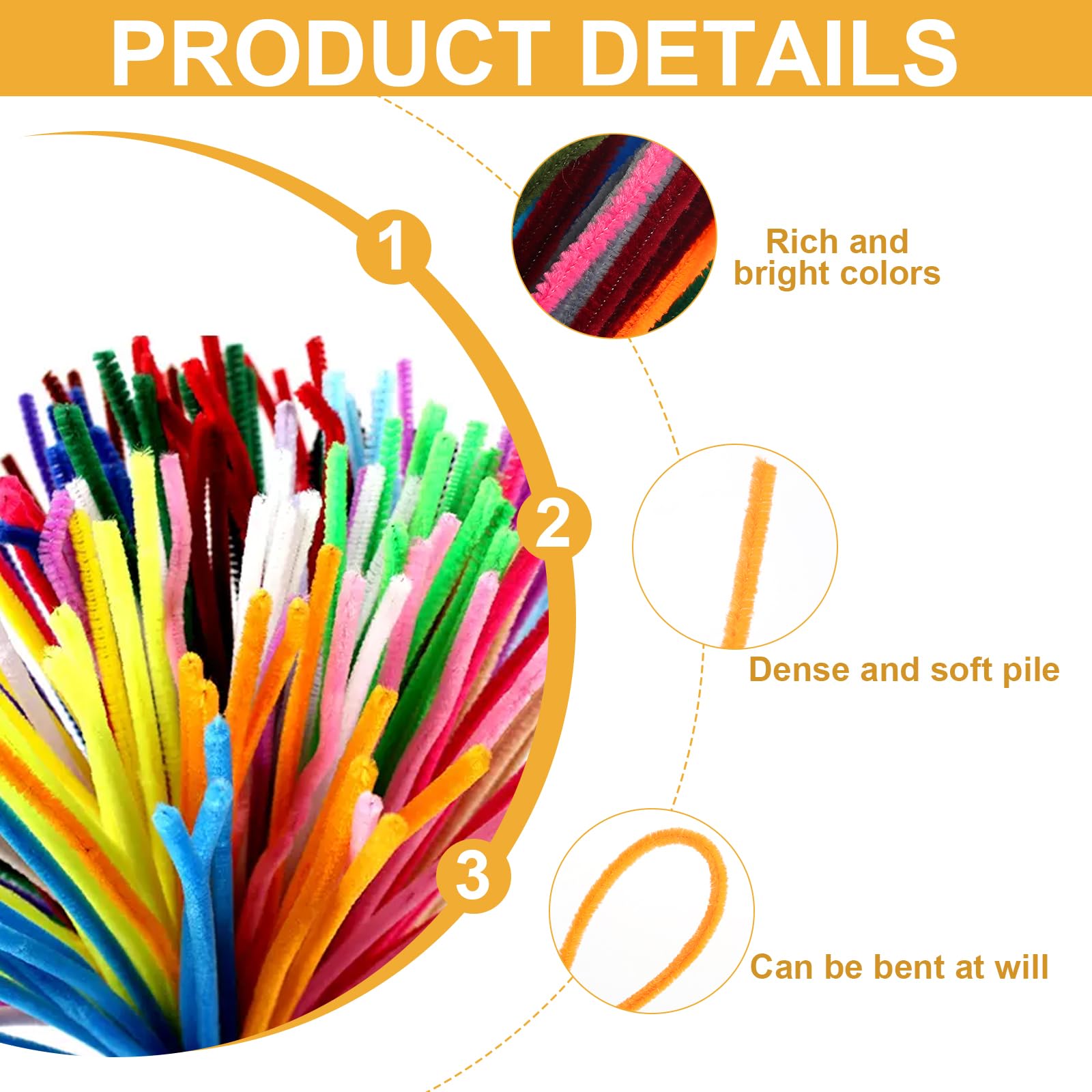 200 Cure-pipes Multicolores - 30cm - Pour DIY, Loisirs Créatifs, Décoration