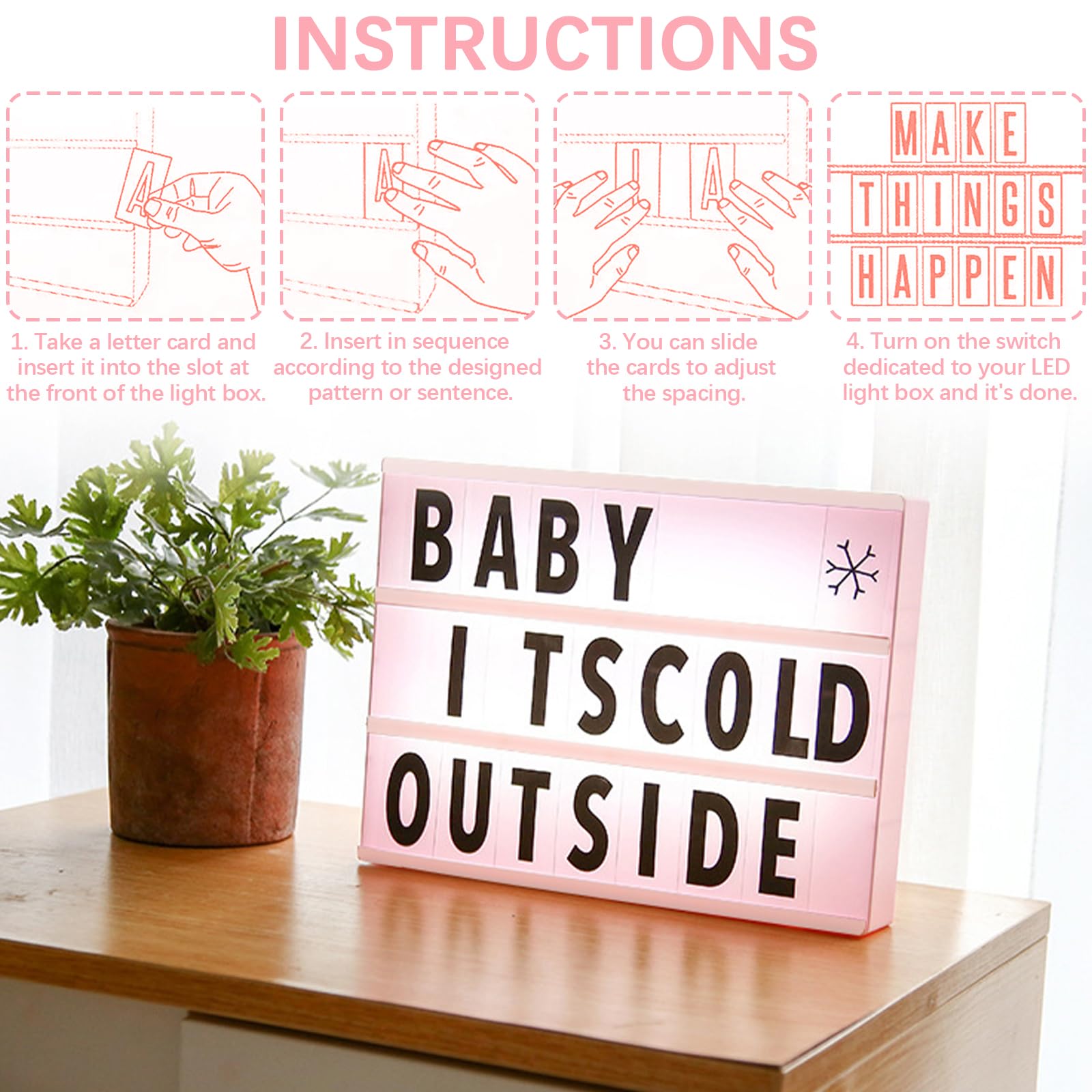 OPAHUTER Lettere di Scatole Luminose A4 con 192 Lettere Numeri...: Light Box Lettere: Scatola Luminosa Lettere: Cinema Light Box: Scatola Luminosa