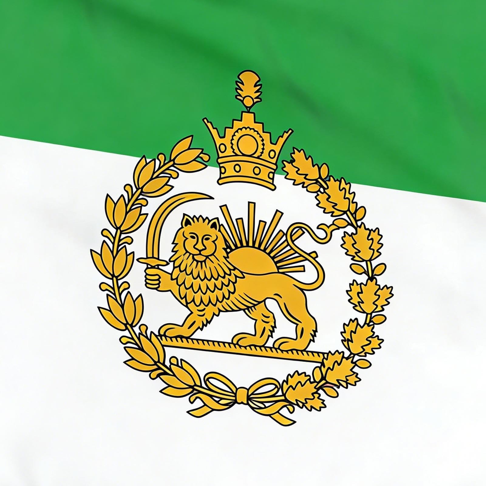Bandiera Iran 90x150cm Poliestere, Bandiera Persiana Storica, Leone e Sole, 2 Pezzi