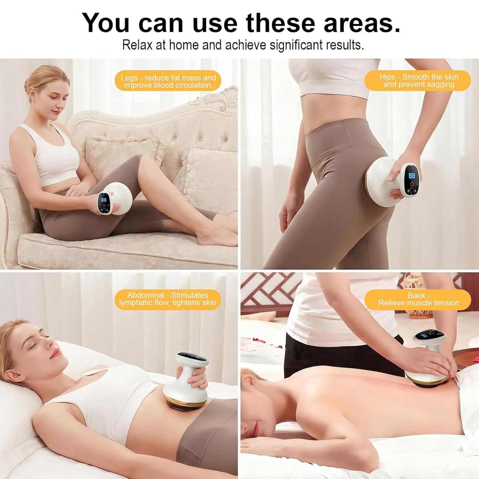 ZVD Cellulite Massaggiatore 4-in-1 con Aspirazione, Massaggiatore Biometrico, Macchinario per Cellulite,Coppetta Anticellulite, Calore e Luce Rossa per Pelle Più Tonica e (1PC)