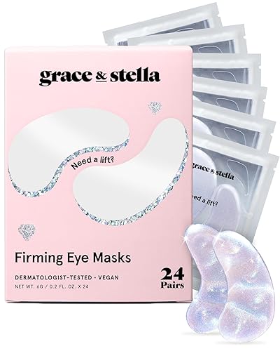 grace and stella Eye Patches with Peptides & Rice Extract - Firming Under Eye Patches for Puffy Eyes - Iridescent Under Eye Mask for Dark Circles - Vegan, Cruelty-Free Eye Mask Skincare, 24 Pairs