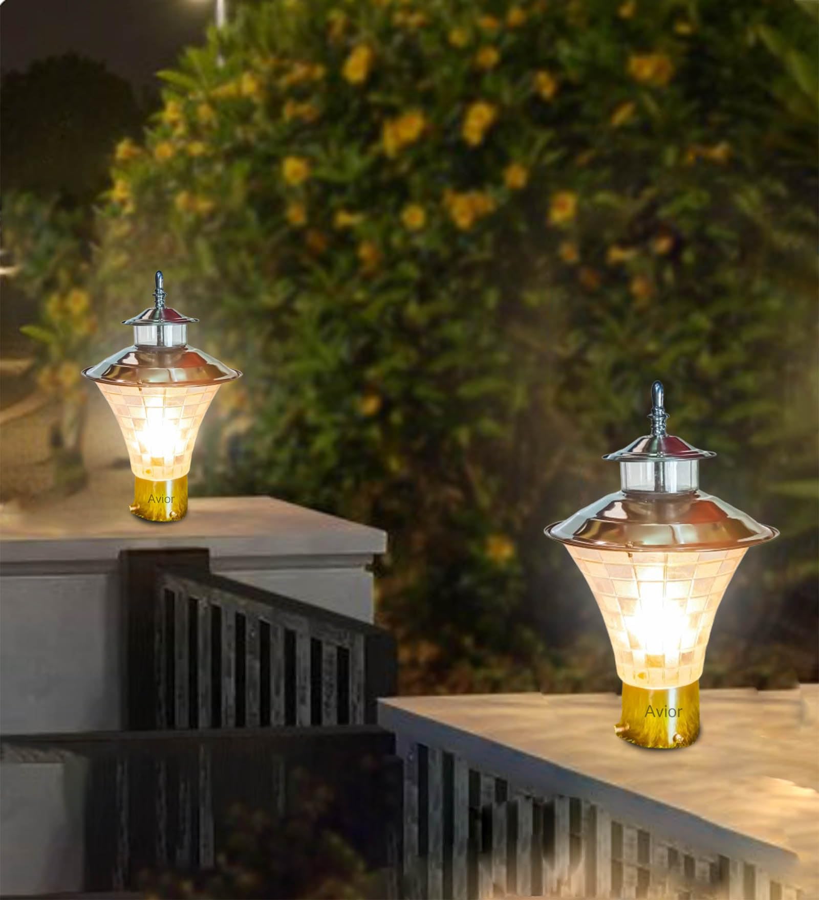 Lyse Decor Waterproof Main Gate Light, Outdoor Gate Lamp for Home, Garden Decor, Outdoor Decorative Lamp, Pole Lighting Lamps Home Main Door Light Outdoor Lamp Pillar (SS Steel, Pack of 2)