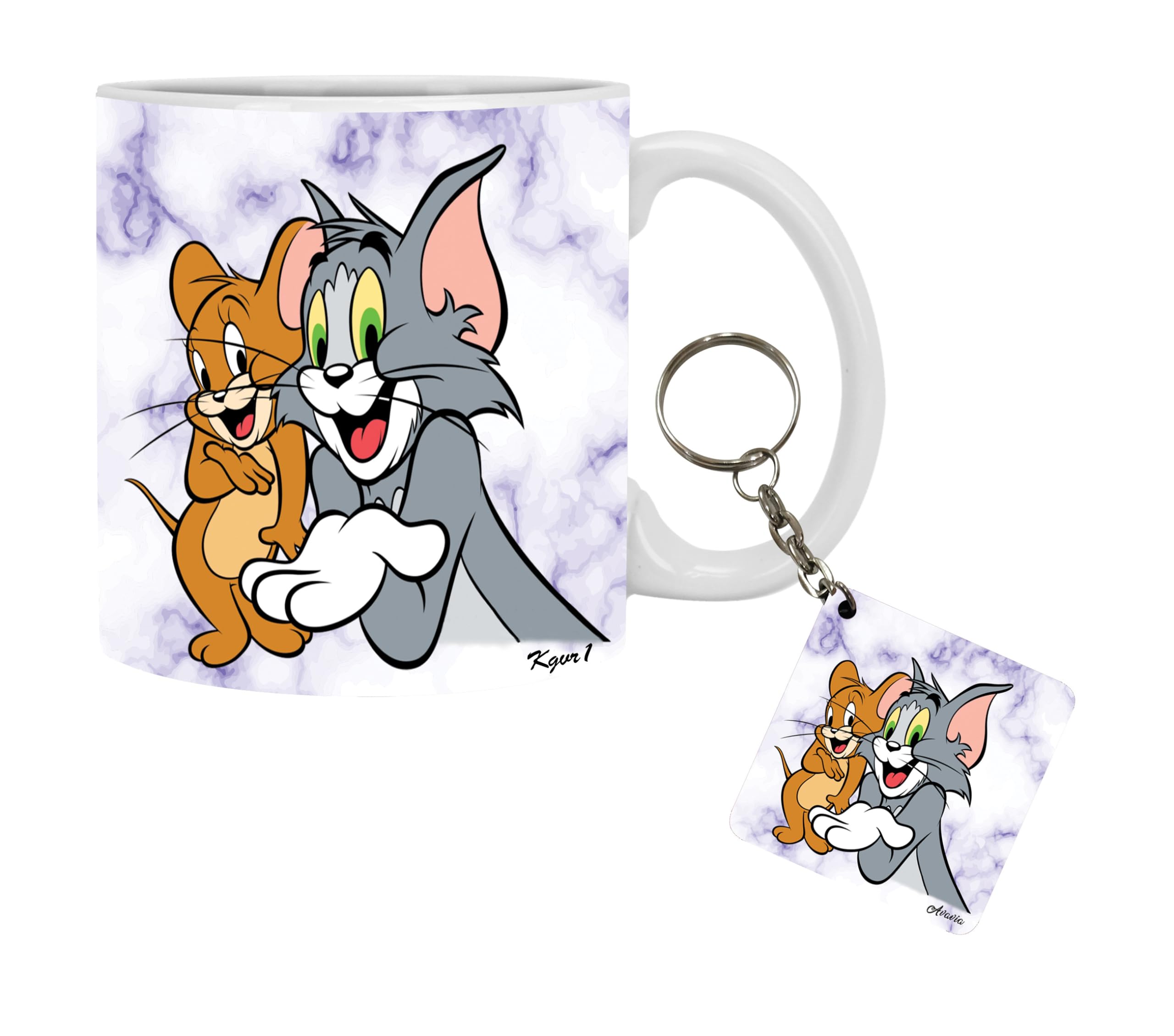 KGVR1_Tom_Jerry_Upon_5A_Mug Keychain Best Gift for Friend/Brother/Sister/Printed Ceramic Mug