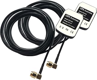 GPS Antenna SMA Male Plug Active Antenna Aerial Connector Cable 3 Meters for Dash DVD Head Unit Stereos - Right Angle Plug（Pack of 2）