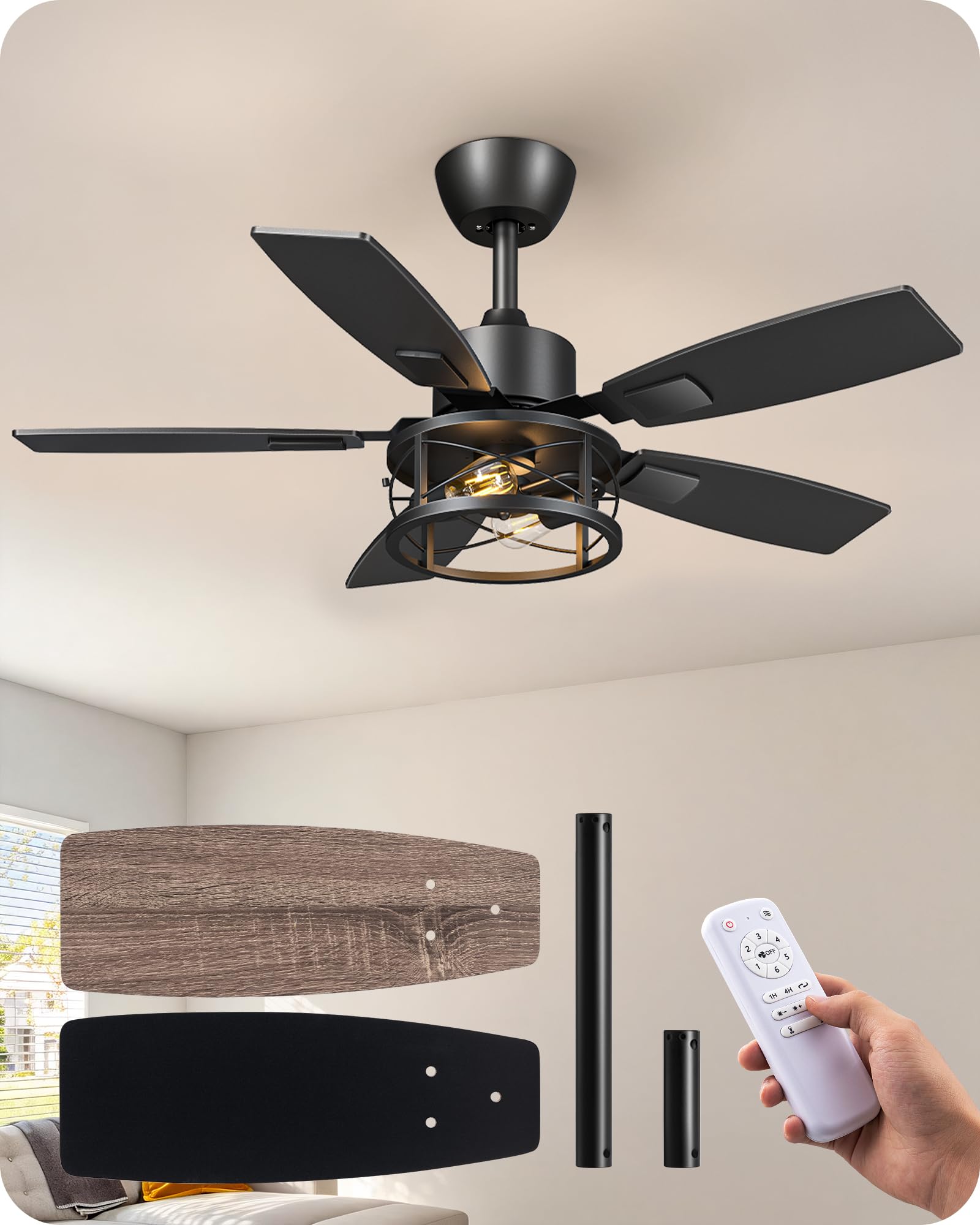 Photo 1 of EDISHINE 42 Inch DC Ceiling Fan with Remote