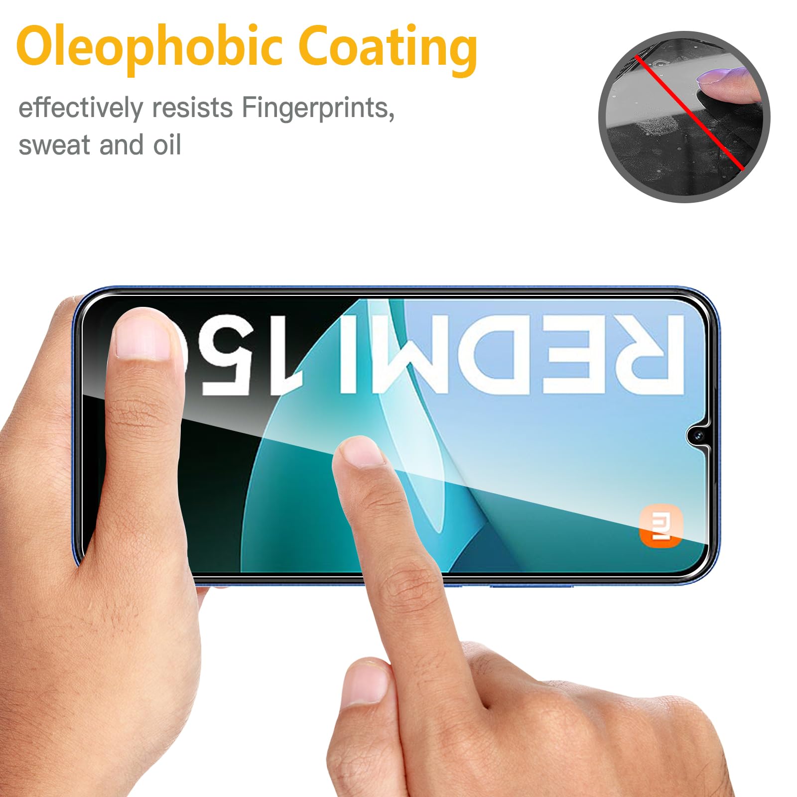 WFTE [Lot de 2 Verre Trempé pour Xiaomi Redmi 15C 4G/5G/Xiaomi Poco C85, 0,26mm Film de Protection D'écran avec Haute Transparence à 99%, Anti-Trace Protecteur avec Dureté 9H Glass pour Redmi 15C