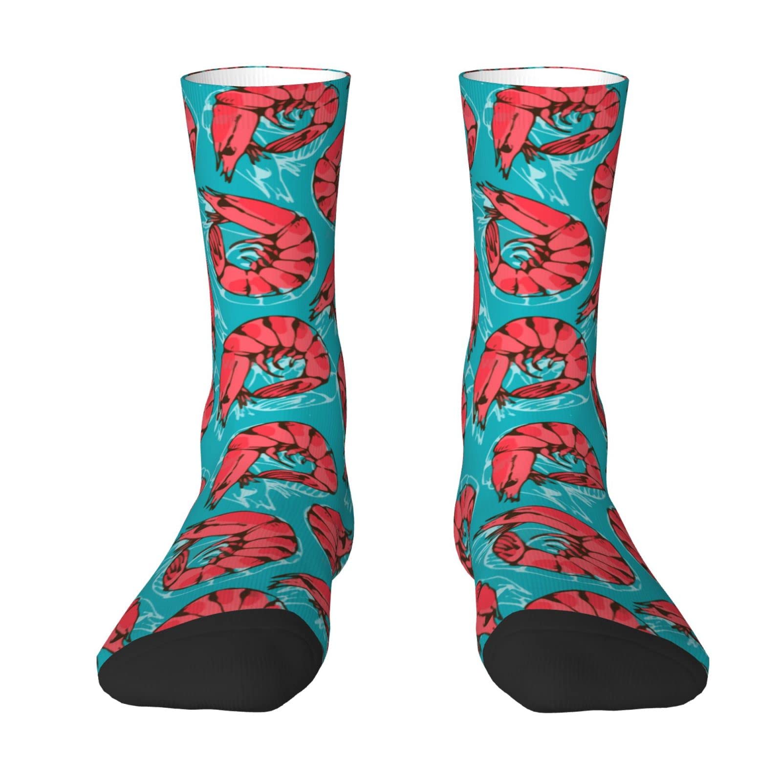Oudrspo Unisex Shrimp Seafood Women Men Crew Socks Cushioned Crew Socks Athletic Compression Socks