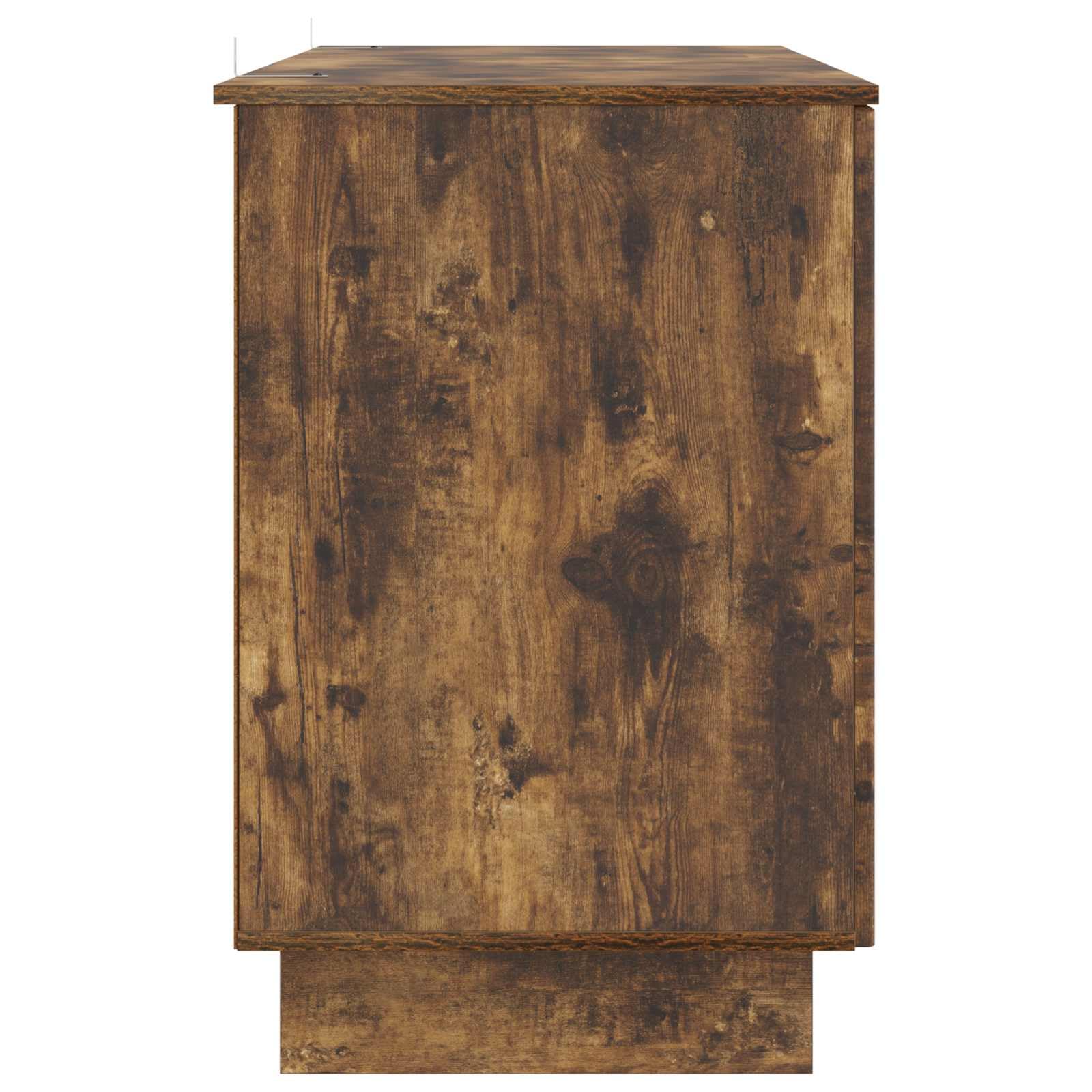 Schreibtisch Geräucherte Eiche aus Holzwerkstoff 142,5 x 50 x 75 cm für Laptop, PC Arbeit, Homeoffice, Gaming, Lernen, Büro und Wohnraum mit Stauraum und Ablage