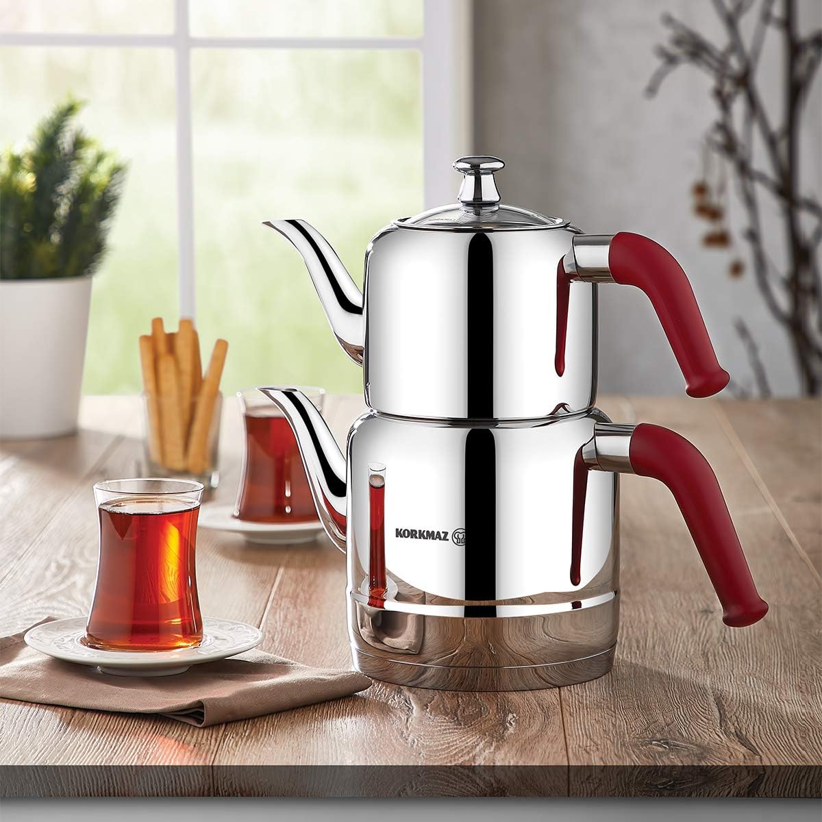 Korkmaz A189 Riva Turkish Teapot Set for Stovetop, Malaysia Ubuy