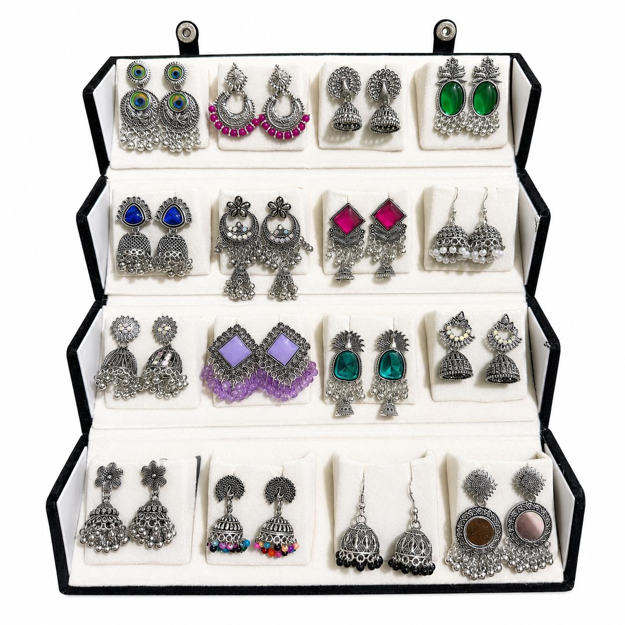 wish N Bliss Set of 16 Earring box with foldable earring organiser Best Gift For Girlfriend Sister Wife Or Women-image-1