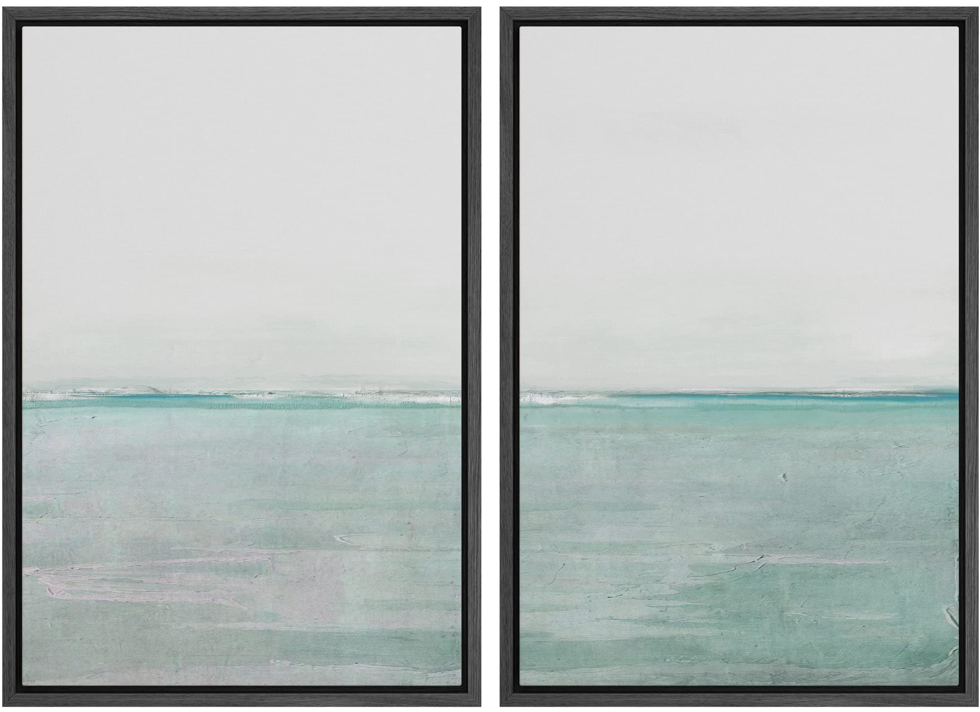 MUDECOR Framed Canvas Print Wall Art Set Watercolor Pastel Green Tan Landscape Abstract Shapes Illustrations Modern Art Decorative Contemporary for Living Room, Bedroom, Office - 16"x24"x2 Natural — view 78