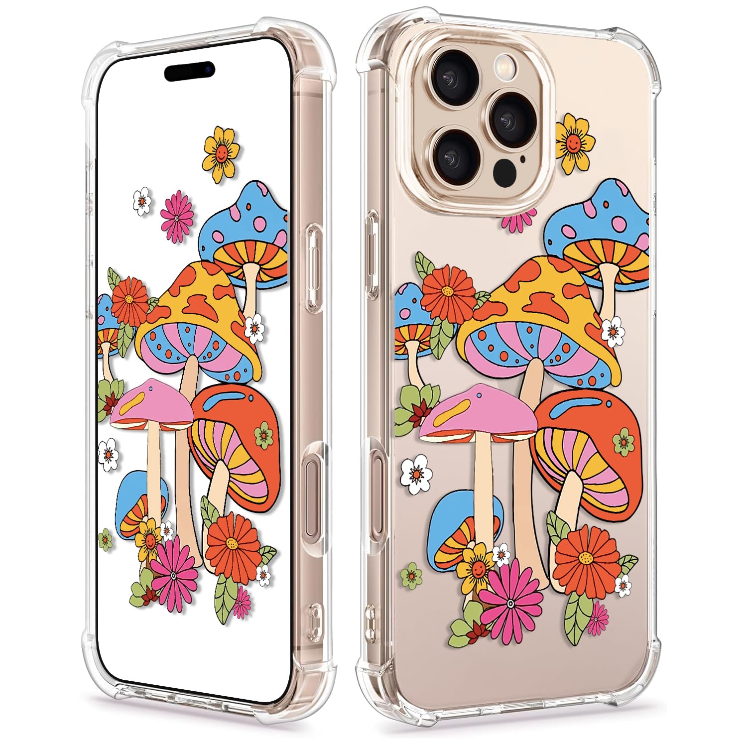 Coque iPhone 16 Pro Max champignon coloré, l'accessoire idéal pour vos sorties
