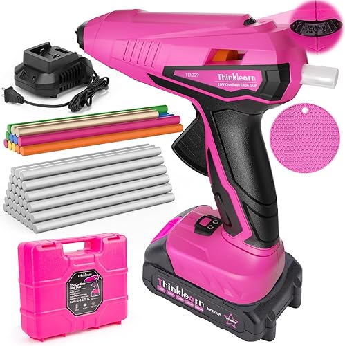 Pistola de pegamento caliente inalámbrica, pistola de pegamento caliente de ajuste de temperatura de 20 V con 43 barras de pegamento caliente de
