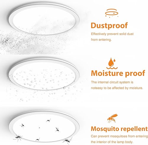 Miniatura 6 de slochi Paquete de 2 luces LED de techo empotradas de 12 pulgadas, luces de techo de 28 W, 3000 K4000 K5000 K seleccionables, 3200 lm superbrillantes