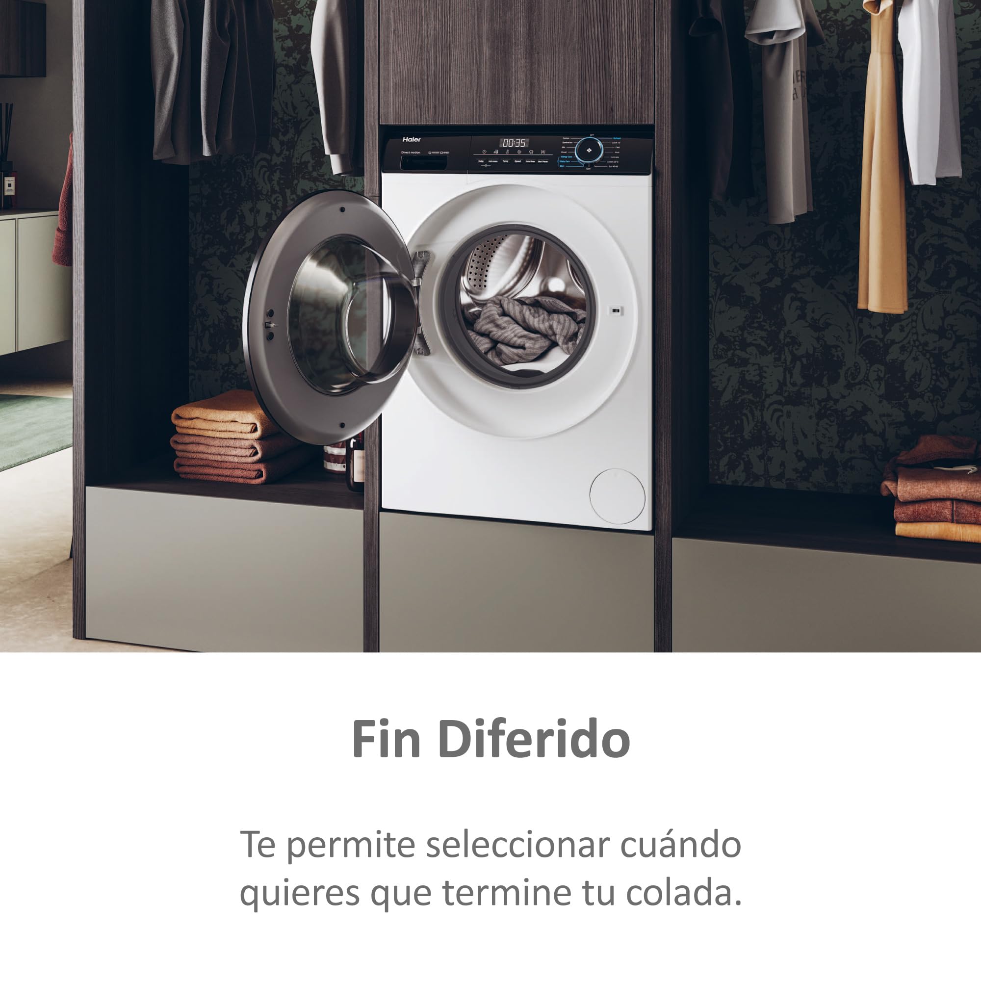 Haier I-Pro Series 3 HWD90-B14939-IB - Lavadora Secadora, Capacidad 9 kg + 6 kg, Motor Direct Motion, ABT, Refresh, Fin Diferido, Detector Kg, Libre Instalación, 60CM Ancho, 1400 RPM, Blanco