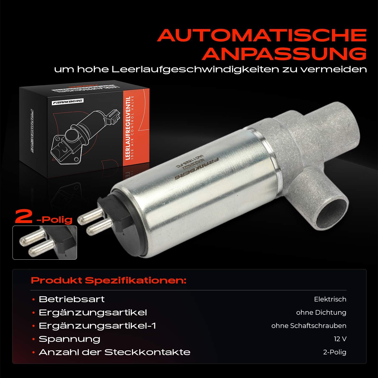 Frankberg Válvula de control de aire de ralentí 0001411625 | Compatible con: SL R107, Clase S W126, Coupé Clase S C126, Clase G W463