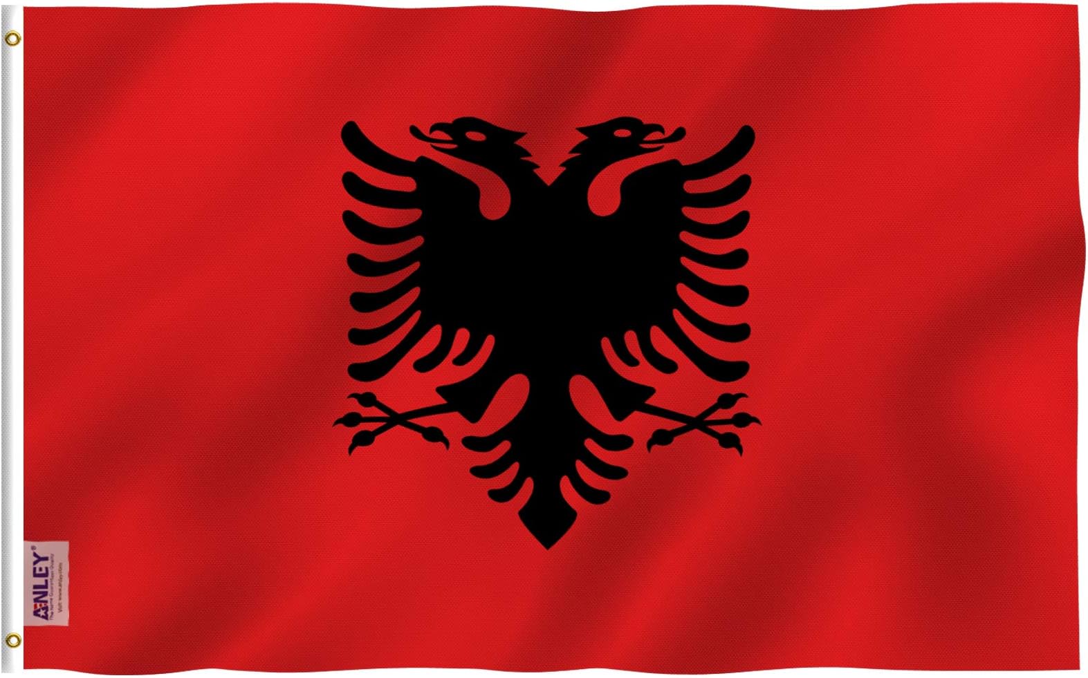 ANLEY Fly Breeze 3x5 Foot Albania Flag - Vivid Color and UV Fade Resistant - Canvas Header and Double Stitched - Albanian National Flags Polyester with Brass Grommets 3 X 5 Ft