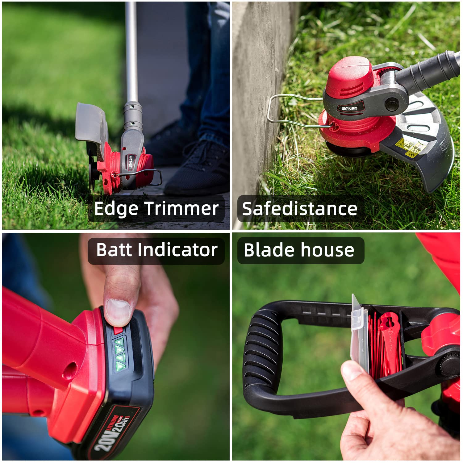 Coupe Bordures sans Fil avec 2 Batteries & Chargeur - Poignée Rotative et Manche Télescopique - Avancée Automatique du Fil - Outil de Jardin Puissant et Pratique