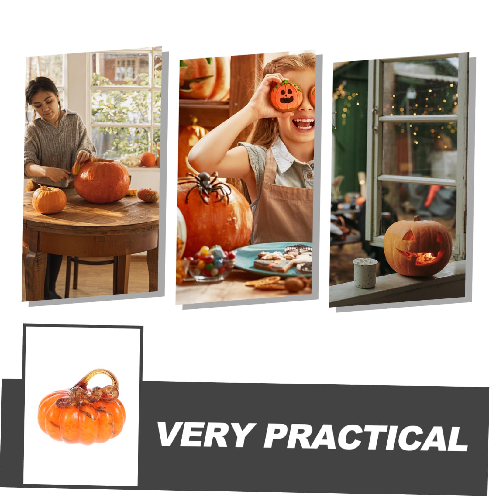 IMIKEYA Künstliches Halloween-kürbis- Mundgeblasene Kürbisstatue Aus Glas Miniatur-kürbisfigur für Den Herbsttisch Erntedankfest und Halloween-partyzubehör