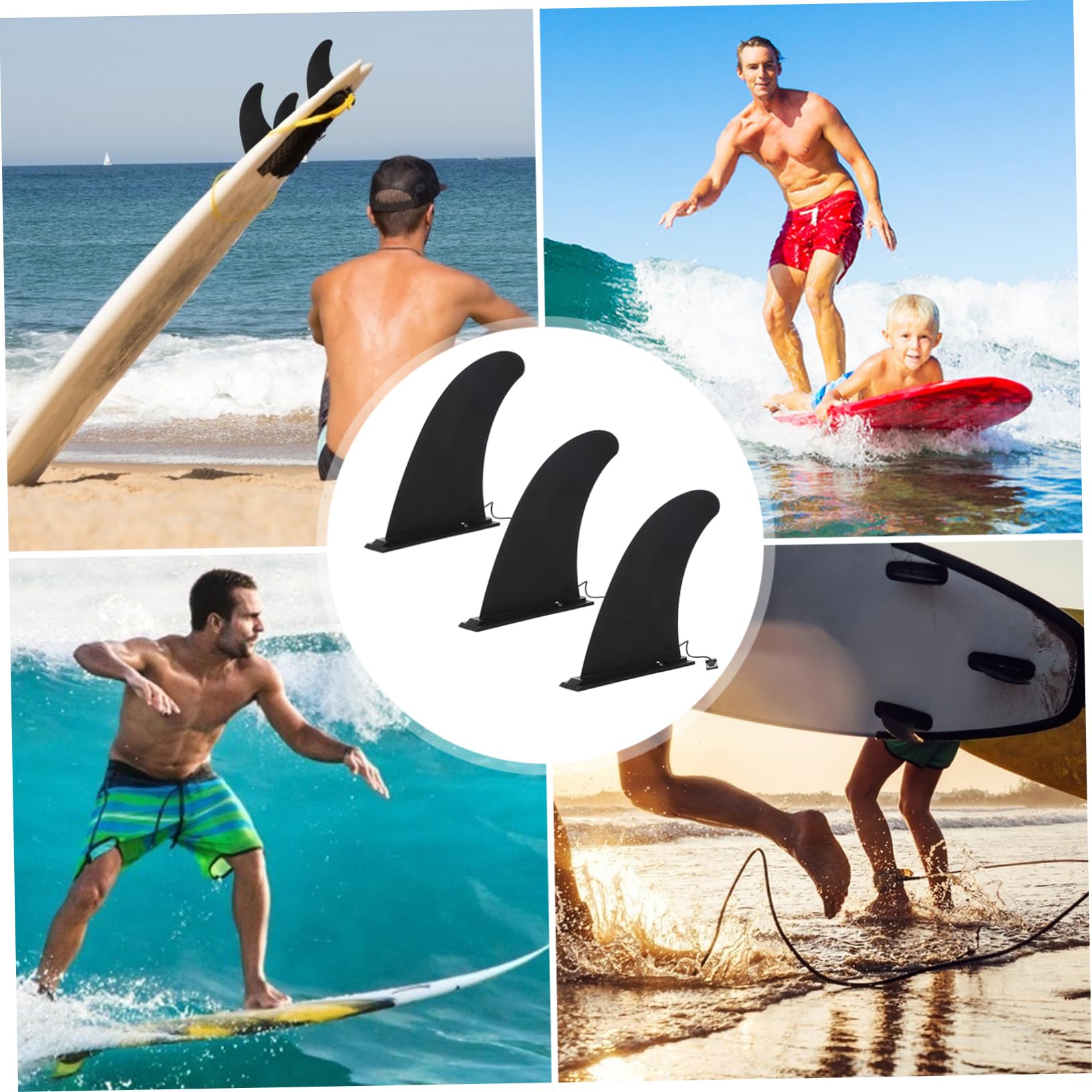 Aleta de Tabla de Surf de Nailon Clip, Paquete de 3 | Diseño Reforzado, para Surfboard, Negro, Cerrados y Rápidos, Sujeción Estable, Uso Deportivo