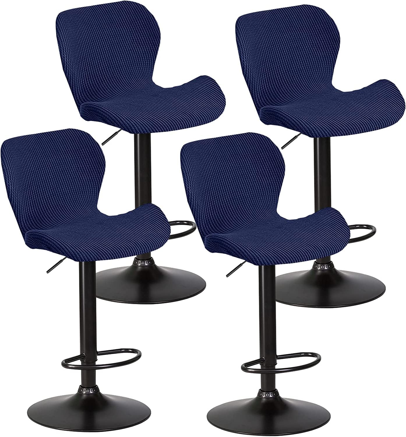 XGANGM Stretch Bar Stools Covers Slipcovers Curved Counter Swivel Pub Bar Chair Slipcovers Set of 2/4/6 Low Back Modern Bar Stools Chairs Protector Covers Kitchen/Dining Room,Navy blue,4PCS