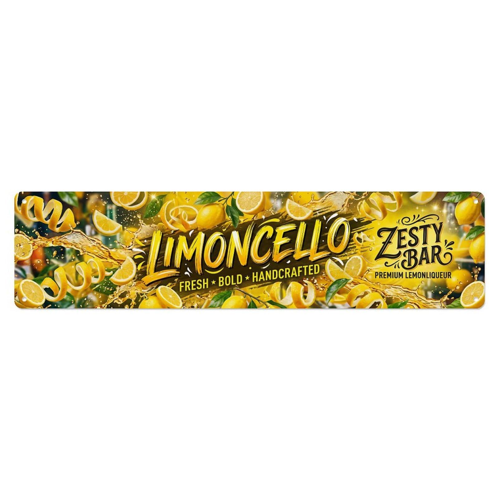 Vintage Limoncello Zesty Lemon Bar Metal Tin Sign Plaque Wall Decor for Cafe, Club, Garden Metal Poster 4x16Inch