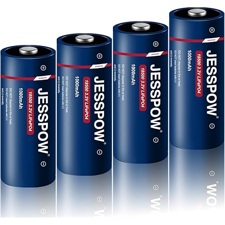 LiFePO4 18500 Solar Batteries 3.2V 1000mAh 4-Pack