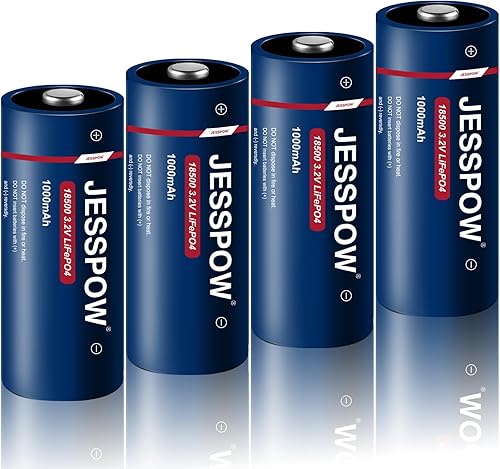 Miniatura 1 de JESSPOW LiFePO4 - 18500 baterías solares recargables de 3.2 V, batería de litio de 3.2 voltios y 1000 mAh para luces exteriores, linterna, baterías